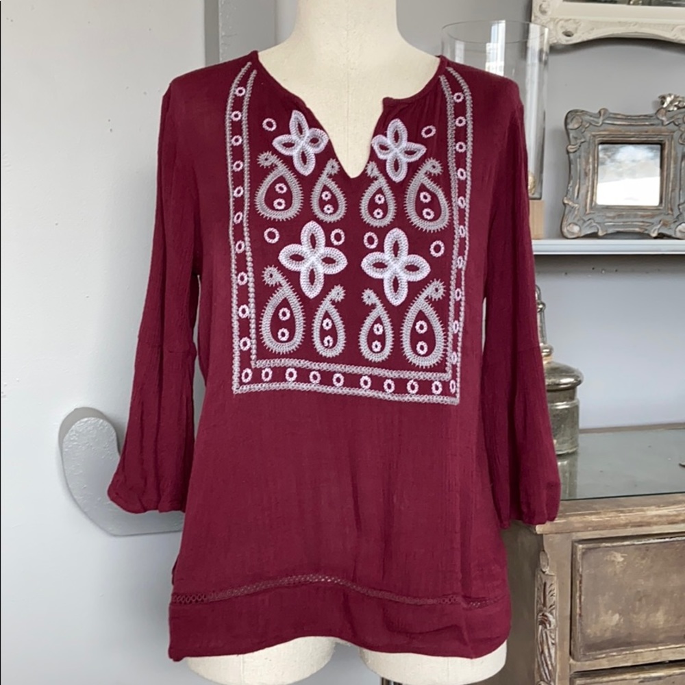 Jade maroon embroidered blouse